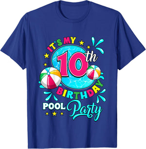 It's My 10th Birthday Pool Party 10 Years Old T-Shirt - T-Shirt | Royal