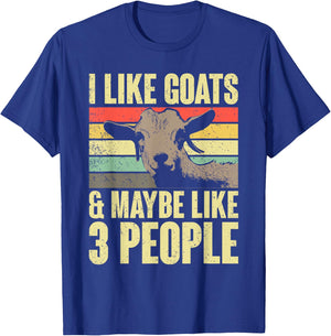 I Like Goats And Maybe Like 3 People Retro Farm Animal Goat T-Shirt - T-Shirt | Royal