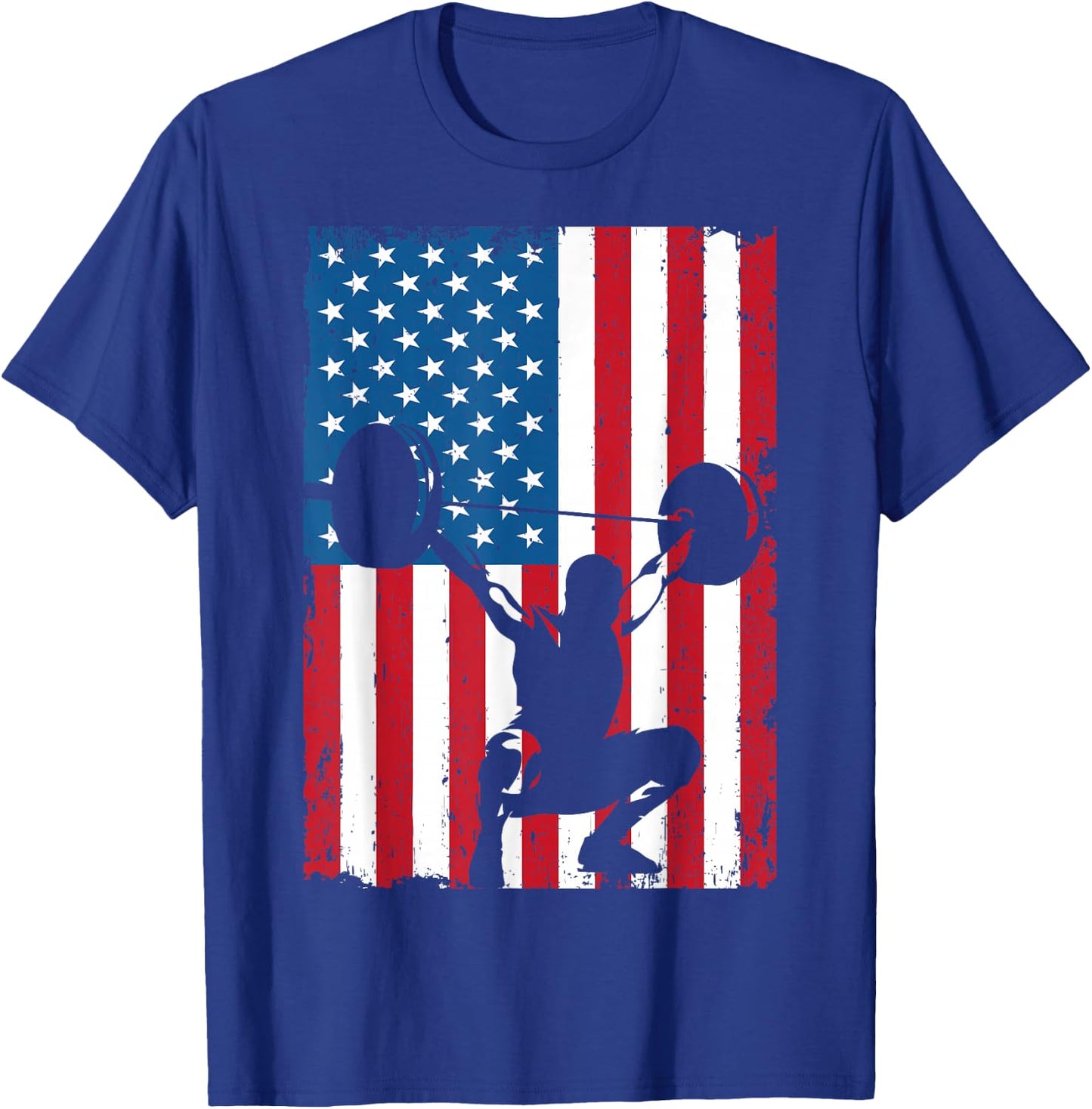 USA American Flag Weightlifting Vintage Sports T-Shirt - T-Shirt | Royal