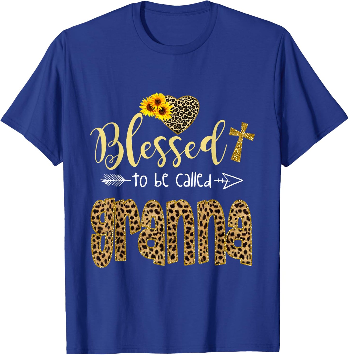 Blessed to be Called Granna Leopard Sunflowers Grandma Women T-Shirt - T-Shirt | Royal