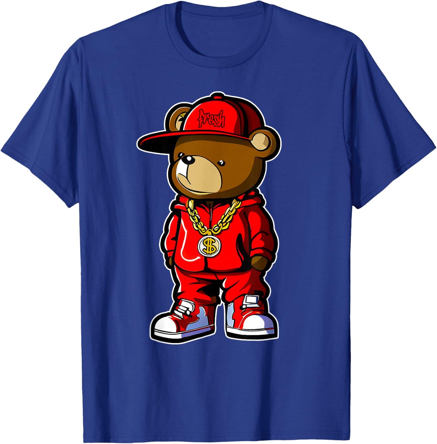 Cute Hip Hop Teddy Bear 90 Hip hop Clothing Graffiti T-Shirt - T-Shirt | Royal
