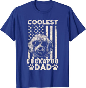 Coolest Cockapoo Dad Vintage American Flag Funny Fathers Day T-Shirt - T-Shirt | Royal