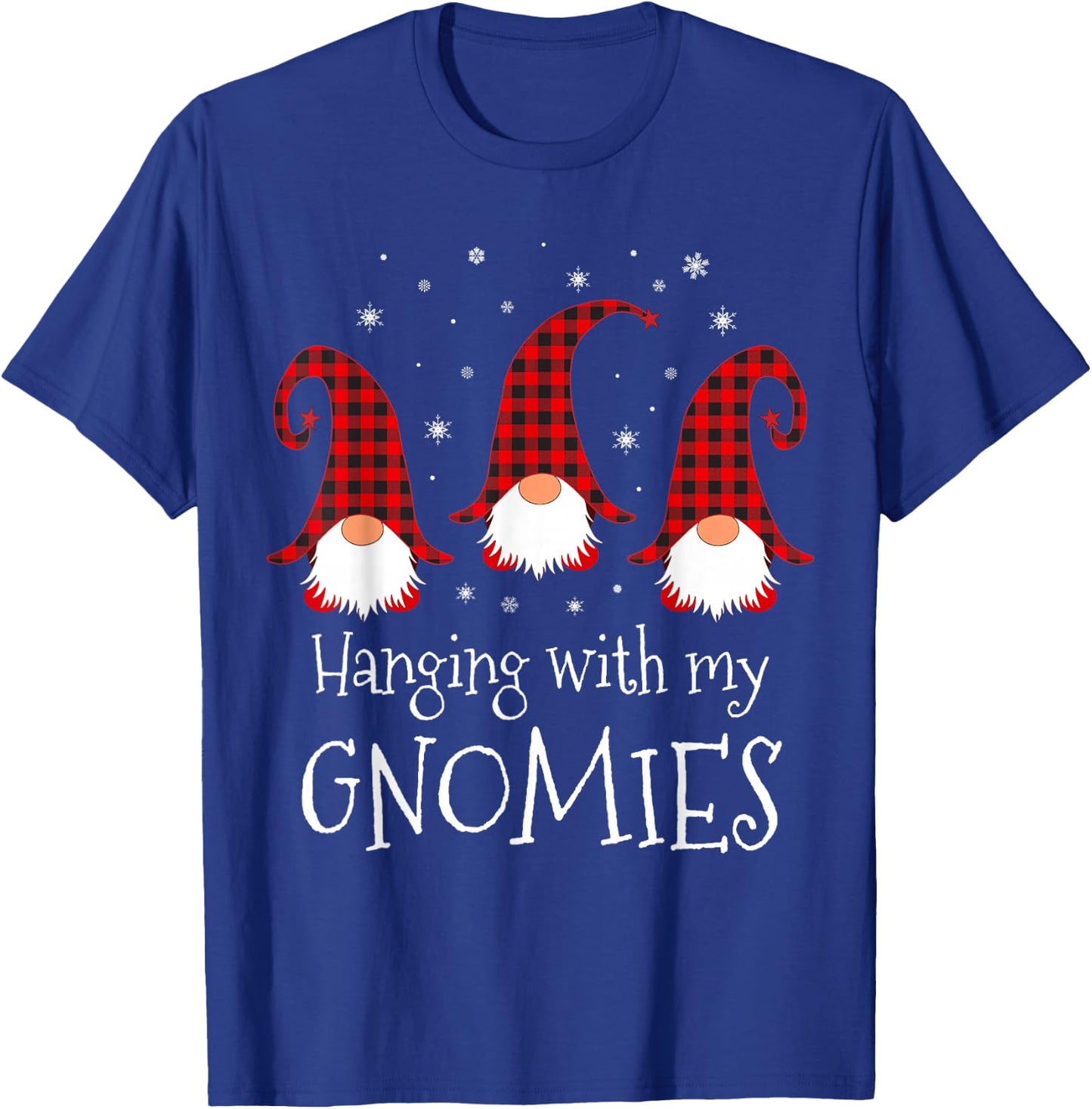 Hanging With My Gnomies Plaid Garden Christmas Gnome T-Shirt - T-Shirt | Royal