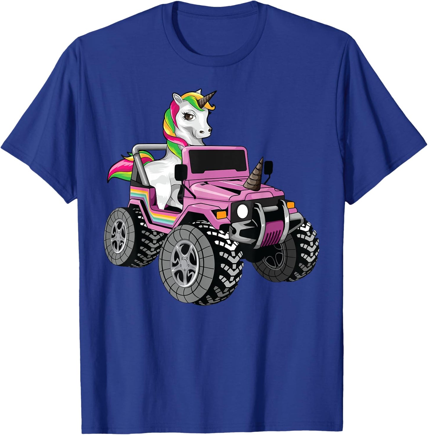Funny Unicorn Monster Truck Gift Girls Cool Pink Party T-Shirt - T-Shirt | Royal