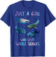 Watercolor Shark Ocean Just A Girl Who Loves Whale Sharks T-Shirt - T-Shirt | Royal