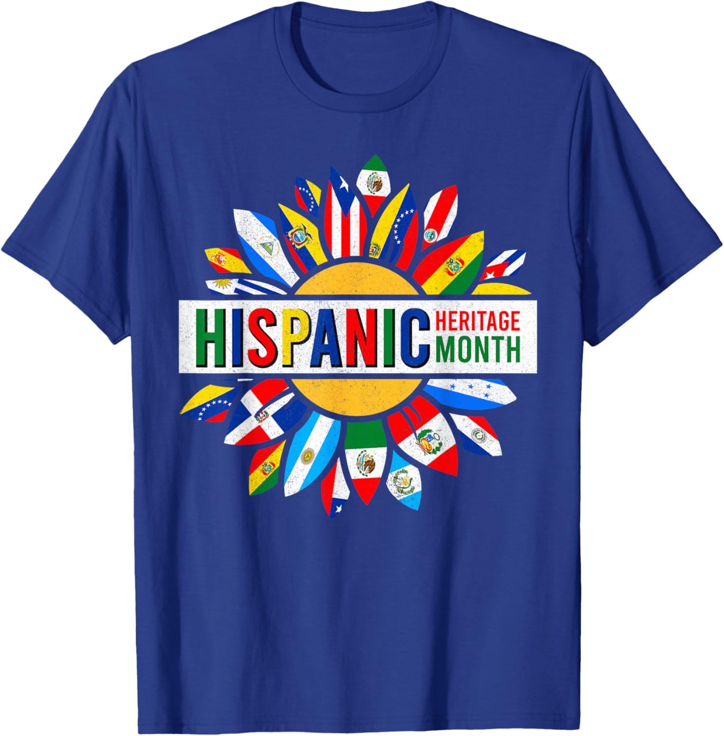 Hispanic Heritage Month Latino Countries Flags T-Shirt - T-Shirt | Royal