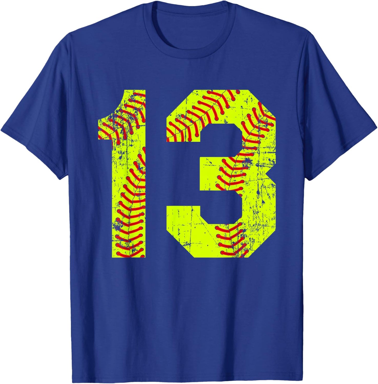 Vintage Softball 13 Jersey Number T-Shirt - T-Shirt | Royal