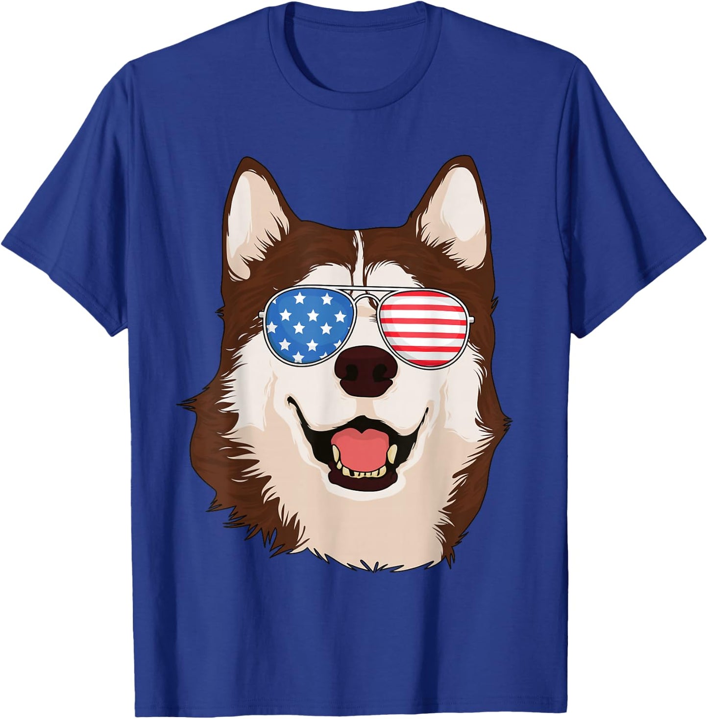 Siberian Husky 4th of July Shirt American Flag Husky Lover T-Shirt - T-Shirt | Royal
