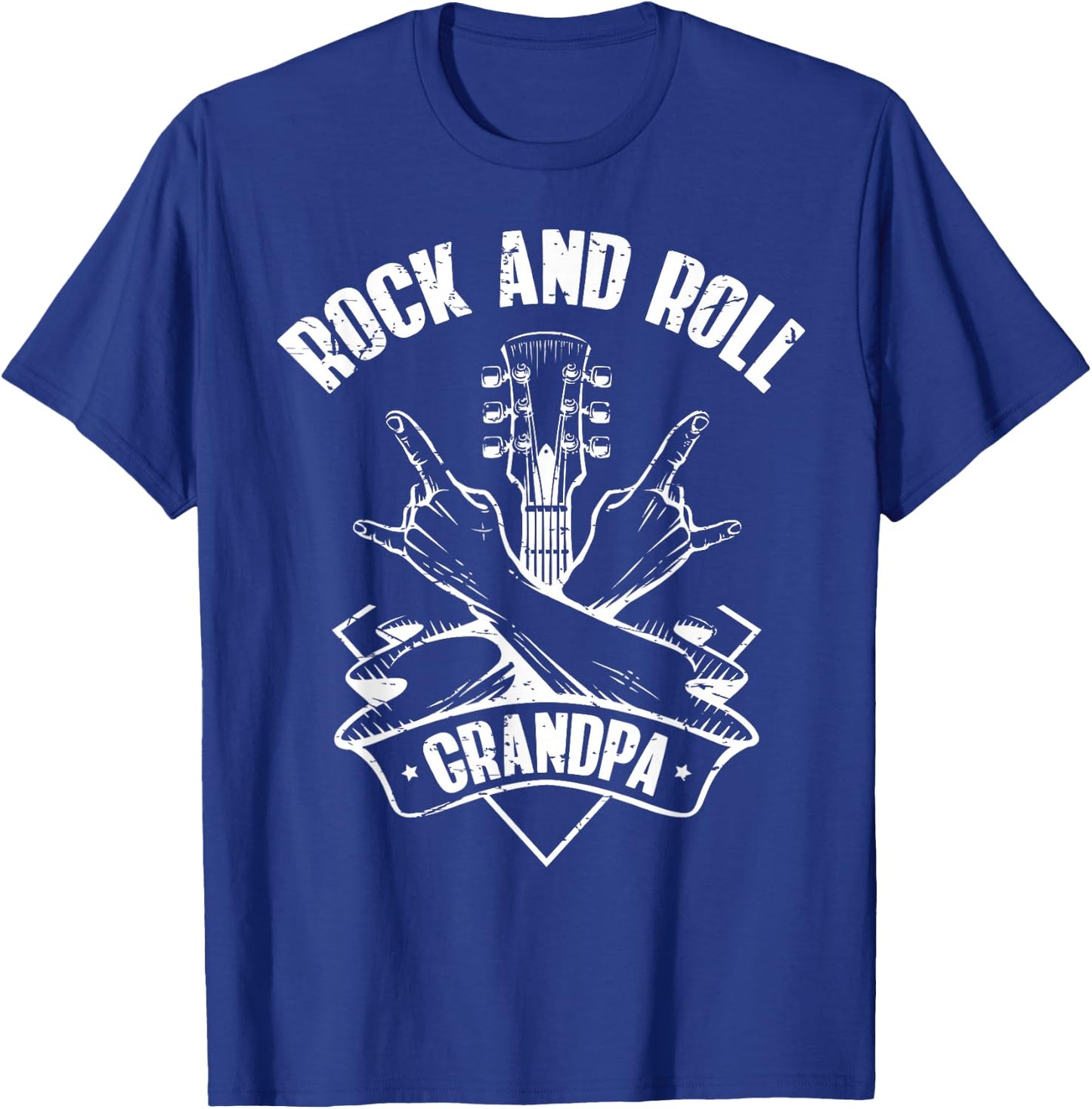 Rock n Roll Grandpa Vintage Guitar Player T-Shirt - T-Shirt | Royal