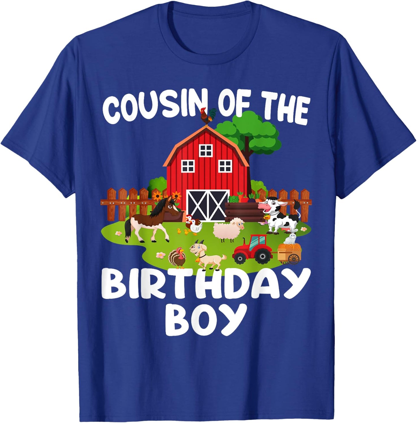 Barnyard Birthday Farm Animals Cousin Birthday Boy T-Shirt - T-Shirt | Royal