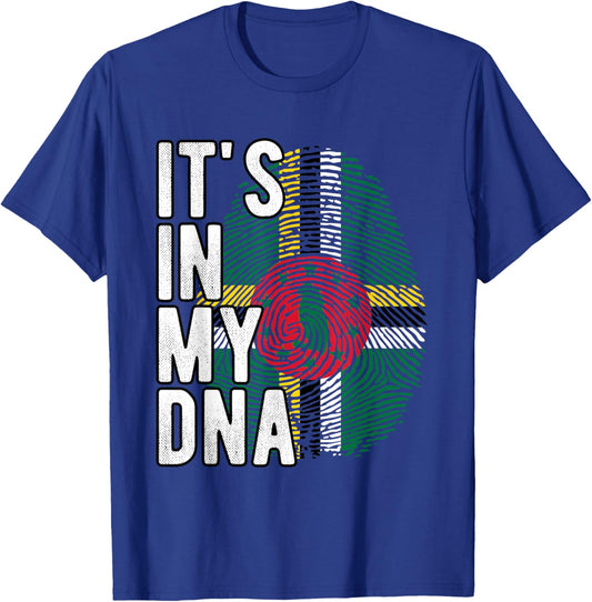 Funny it's in my DNA Dominica flag Fingerprint T-Shirt - T-Shirt | Royal