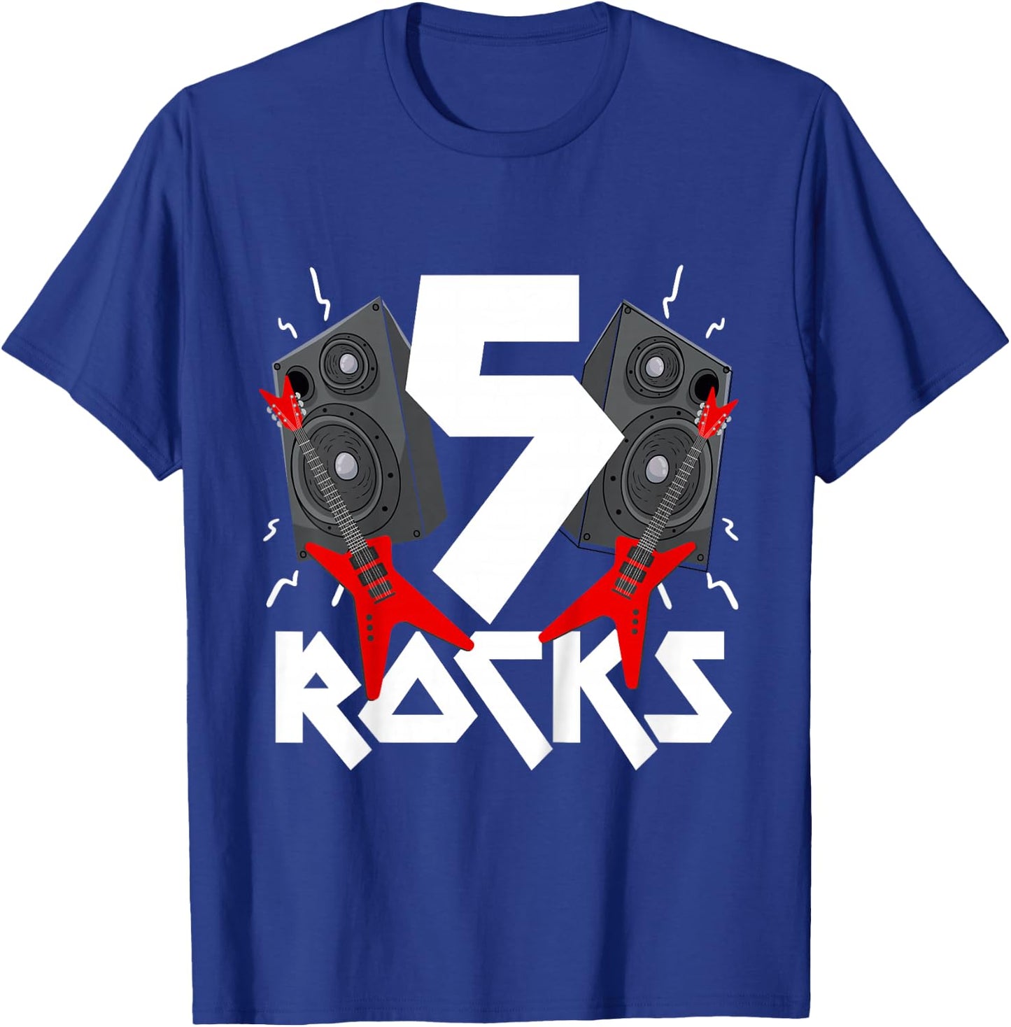 5 Rocks Birthday Party 5 Year Old Rock N Roll Star 5th Gift T-Shirt - T-Shirt | Royal