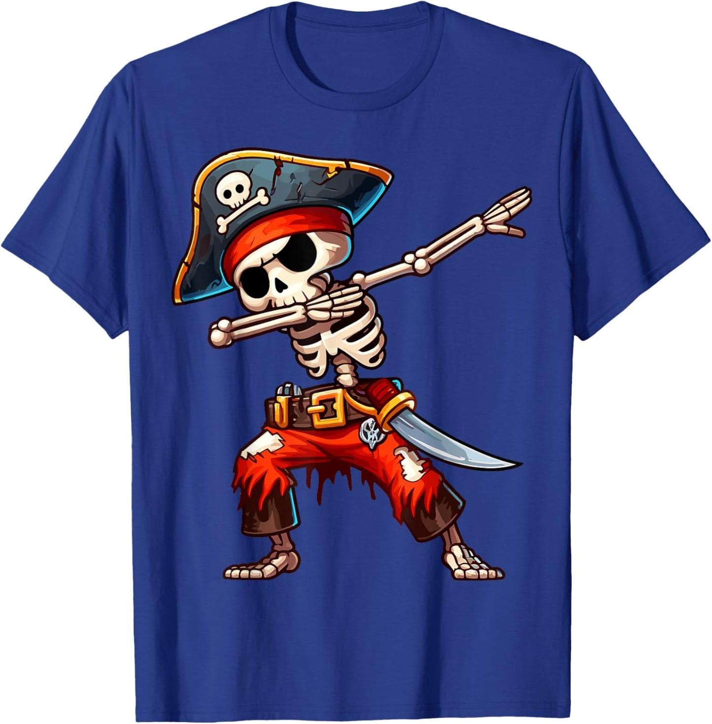 Dabbing Skeleton Pirate Halloween Kids Pirate T-Shirt - T-Shirt | Royal