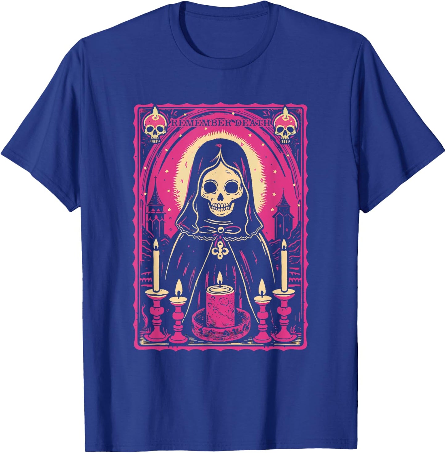 Remember Death Cute Pink Skeleton Skull Reaper w/ Candles T-Shirt - T-Shirt | Royal