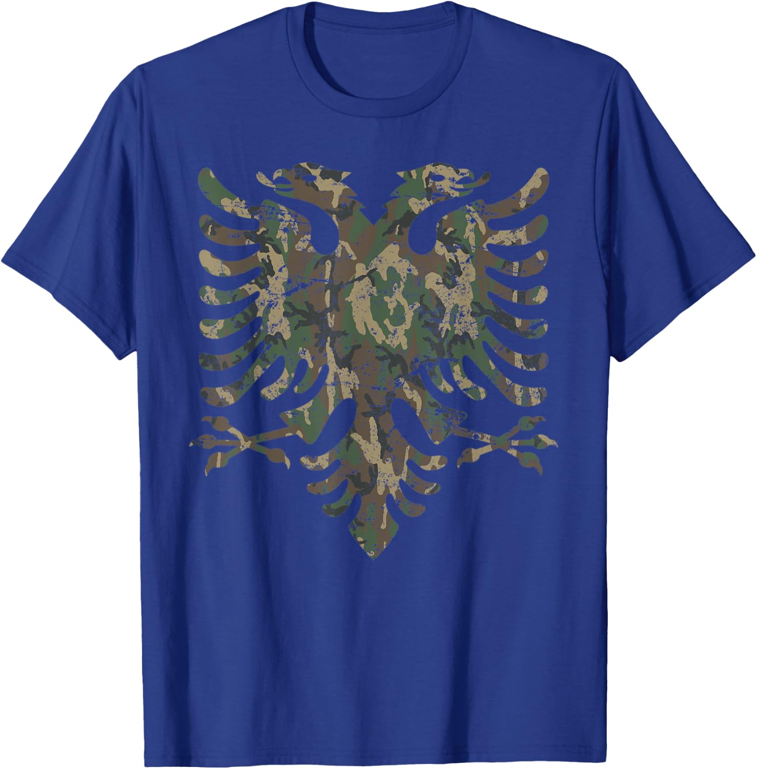 CAMO ALBANIAN Eagle Flag Distressed Camouflage ALBANIA T-Shirt - T-Shirt | Royal