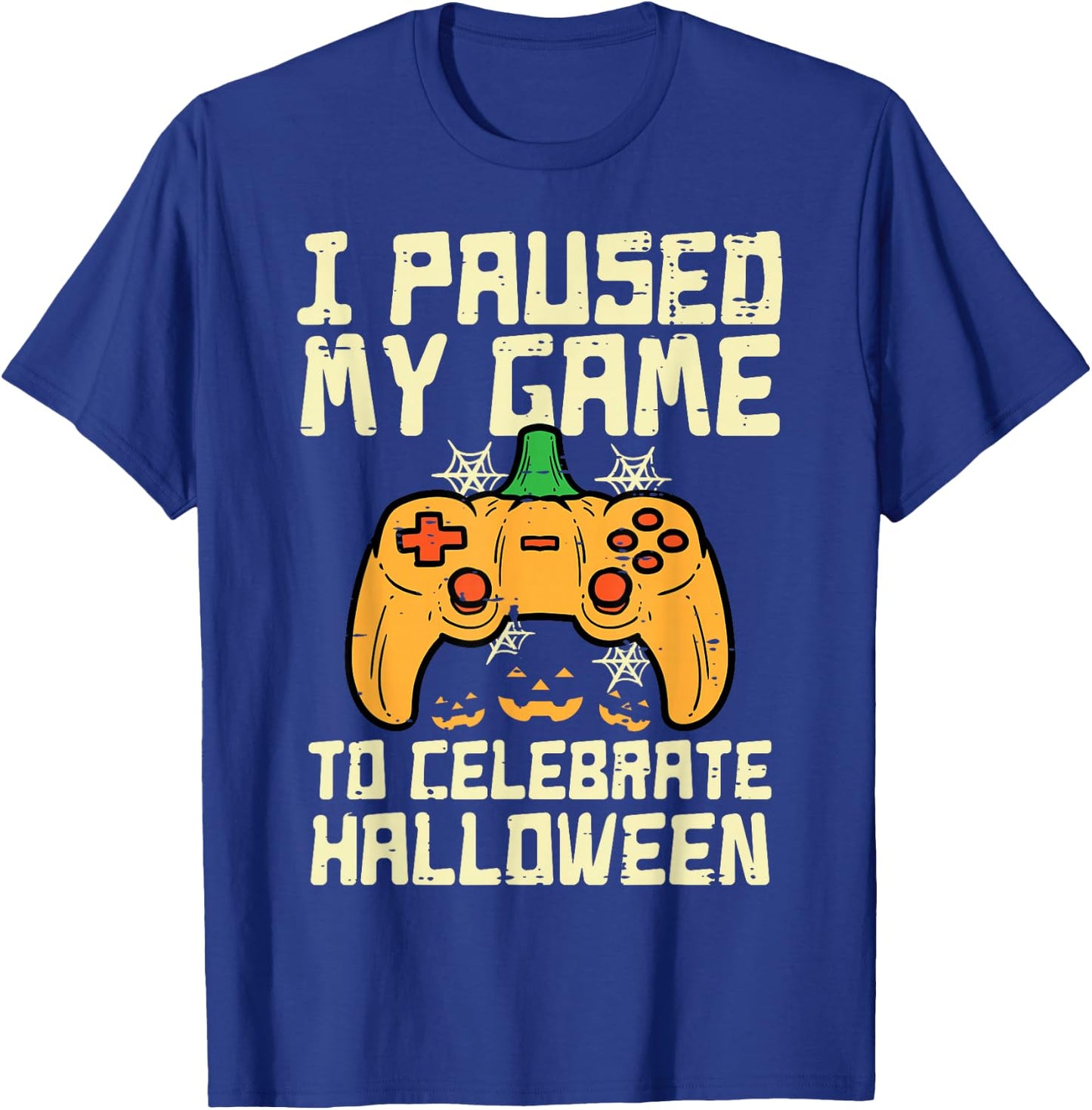 Paused My Game Halloween Gamer Gaming Costume Boys Kids Men T-Shirt - T-Shirt | Royal