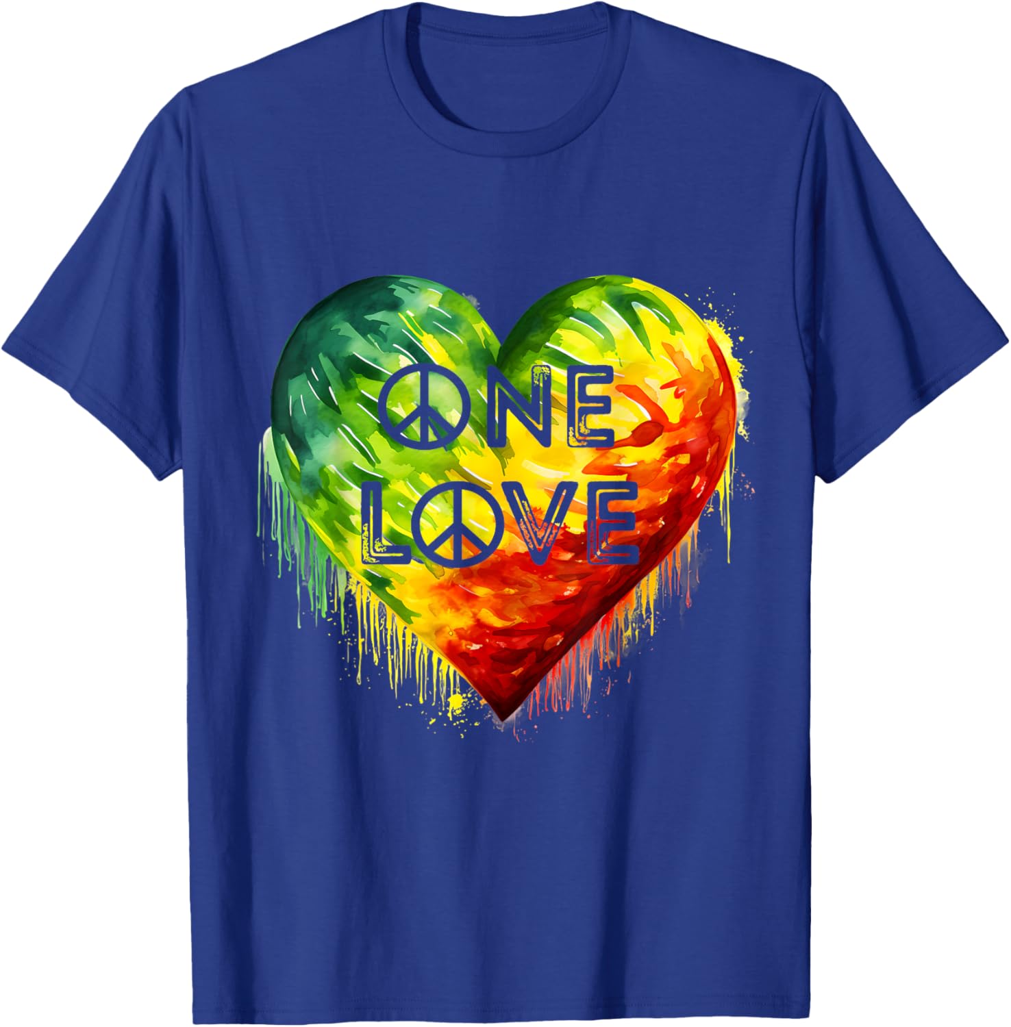 Heart Hippie Jamaica Rastafarian Pride Rasta Roots Rastafari T-Shirt - T-Shirt | Royal