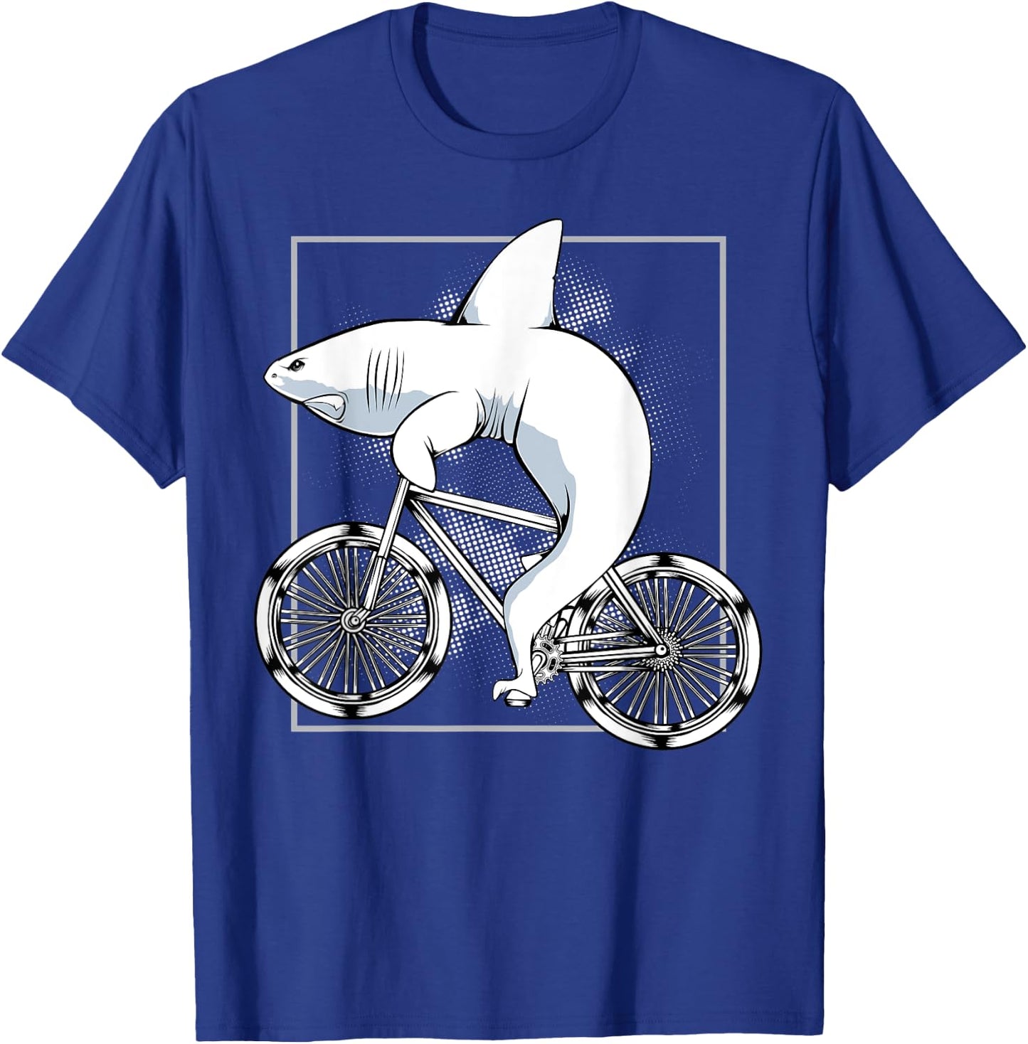 Shark On A Bicycle Cycling Biking Riding Cyclists Gift T-Shirt - T-Shirt | Royal