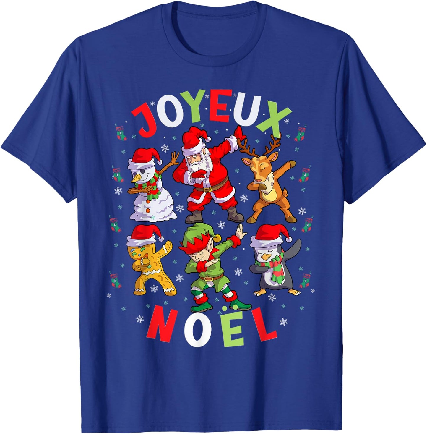 Joyeux Noel Merry Christmas French Squad Santa Elf Dab T-Shirt - T-Shirt | Royal