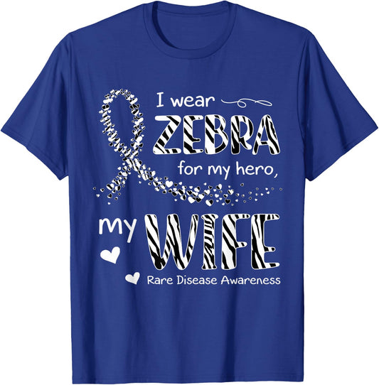 I Wear Zebra For Wife Rare Disease Awareness T-Shirt - T-Shirt | Royal