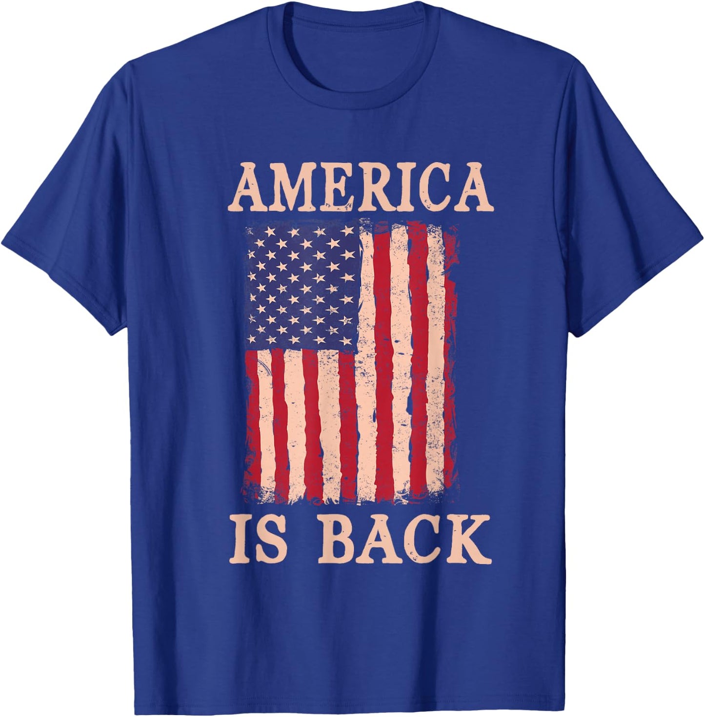 America Is Back - United States Flag US Patriot T-Shirt - T-Shirt | Royal