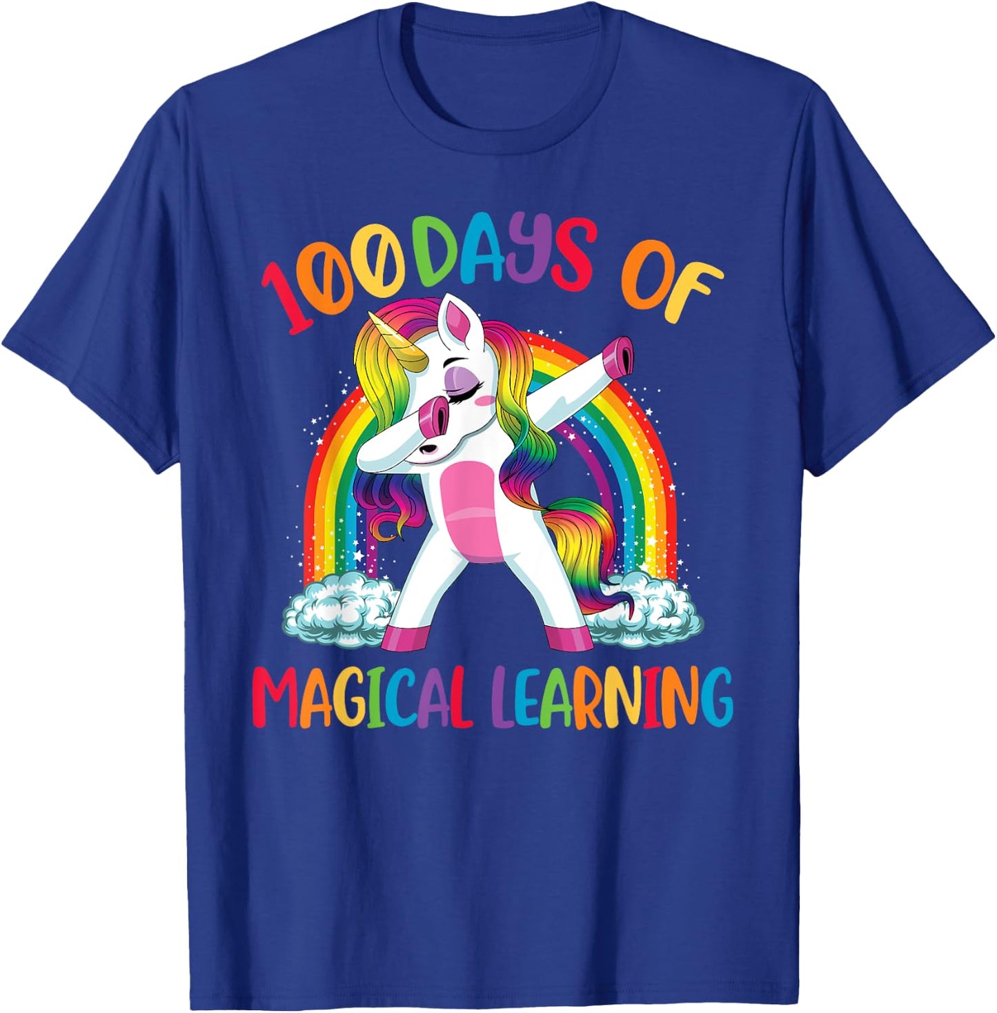 100 Days Of Magical Learning Dabbing Unicorn Girls Kids T-Shirt - T-Shirt | Royal