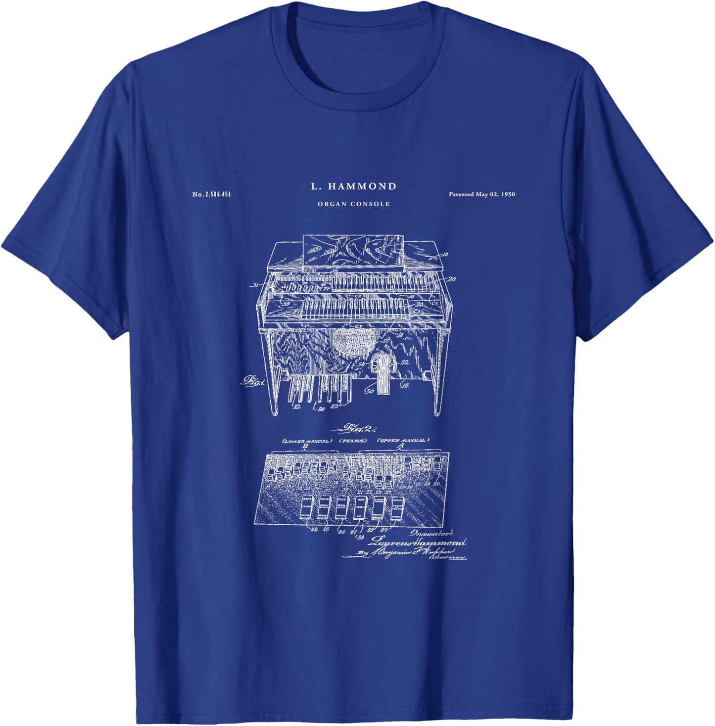 Hammond Organ Patent - music T-Shirt - T-Shirt | Royal