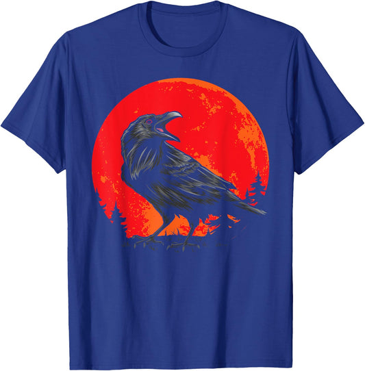 Red Moon Black Crow Gothic Animal Bird Spooky Forest Raven T-Shirt - T-Shirt | Royal