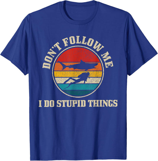 Diver Vintage Funny Shark Diving Gift T-Shirt - T-Shirt | Royal