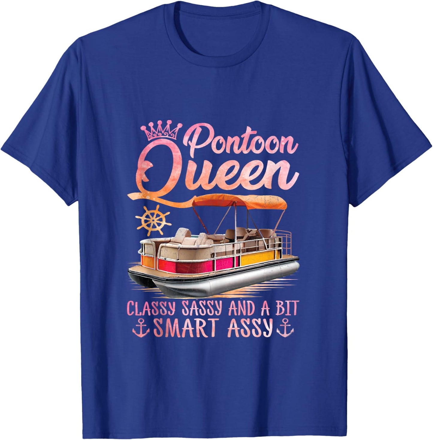 Pontoon Queen Pontoon Boat Party Lake Pontooning Summer Trip T-Shirt - T-Shirt | Royal