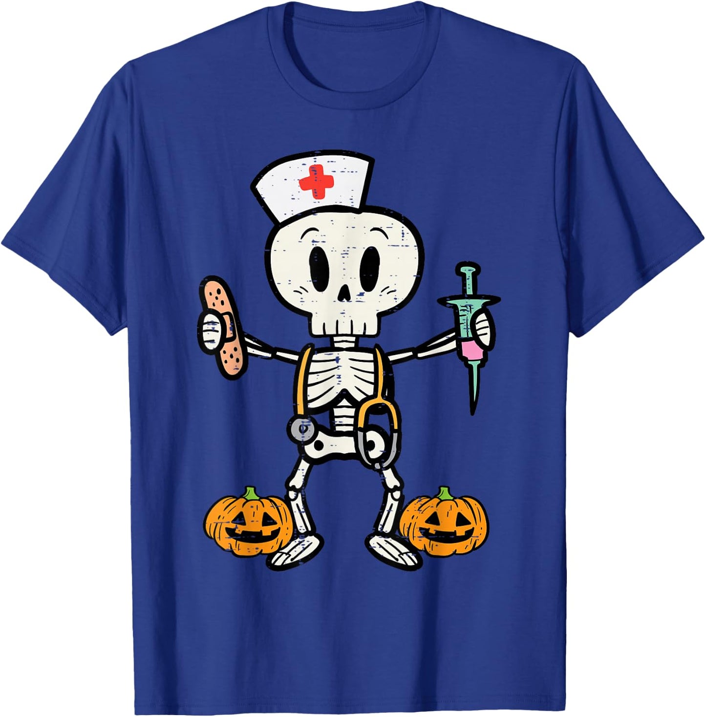 Halloween Nicu Nurse Skeleton Scrub Top Costume Women Men T-Shirt - T-Shirt | Royal