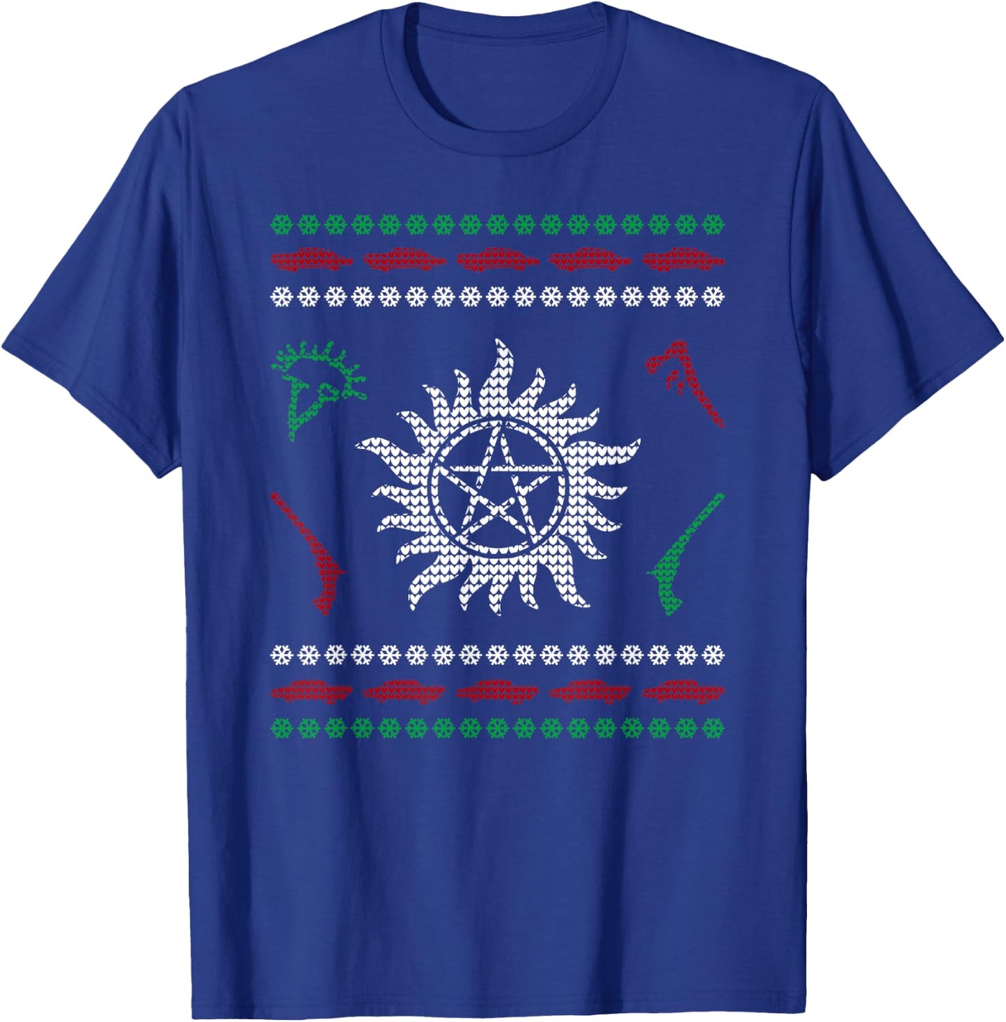 Pentagram Ugly Christmas I Sam Dean Ugly Sweater T-Shirt - T-Shirt | Royal