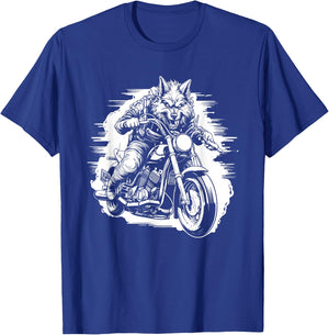 Wolf Motorcycle Animal Wolves - Wildlife Wolf T-Shirt - T-Shirt | Royal