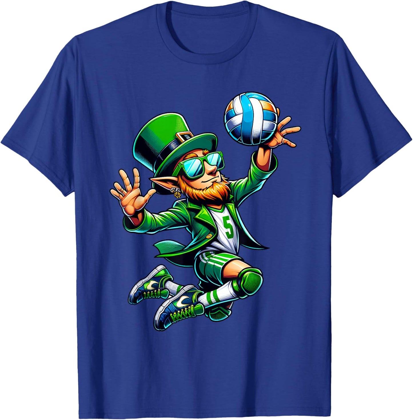 Leprechaun Playing Volleyball St Patricks Day Sport Men Boys T-Shirt - T-Shirt | Royal