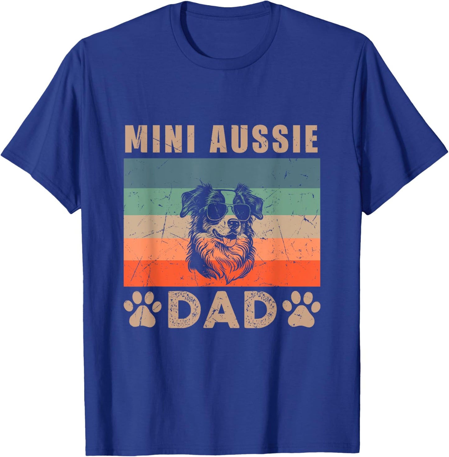 Vintage Mini Aussie Dad Gifts Funny Dog Lover Father's Day Men Women Kids T-Shirt - T-Shirt | Royal