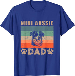 Vintage Mini Aussie Dad Gifts Funny Dog Lover Father's Day Men Women Kids T-Shirt - T-Shirt | Royal
