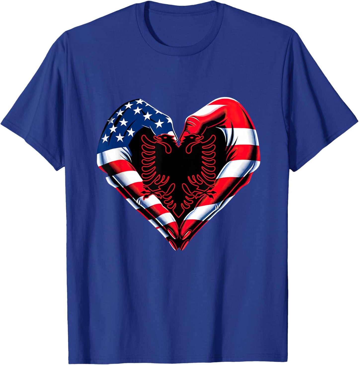 Skanderbeg Albanian Heartbeat ECG Eagle Kosovo Albanian T-Shirt - T-Shirt | Royal