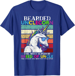 Bearded Unclecorn Uncle Unicorn Men Funny T-Shirt - T-Shirt | Royal
