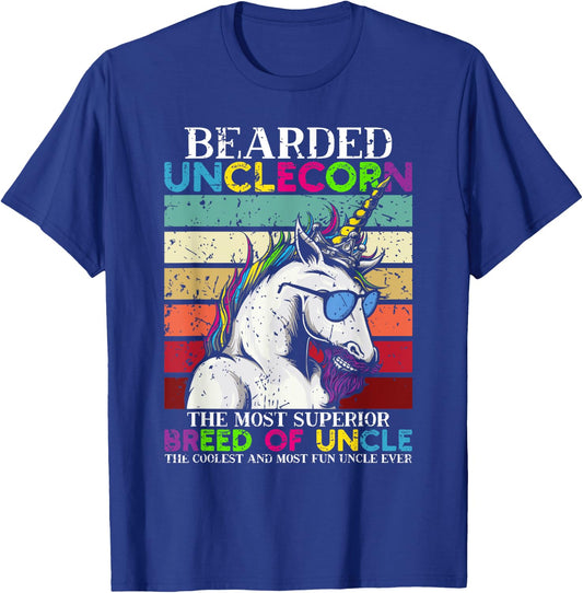 Bearded Unclecorn Uncle Unicorn Men Funny T-Shirt - T-Shirt | Royal