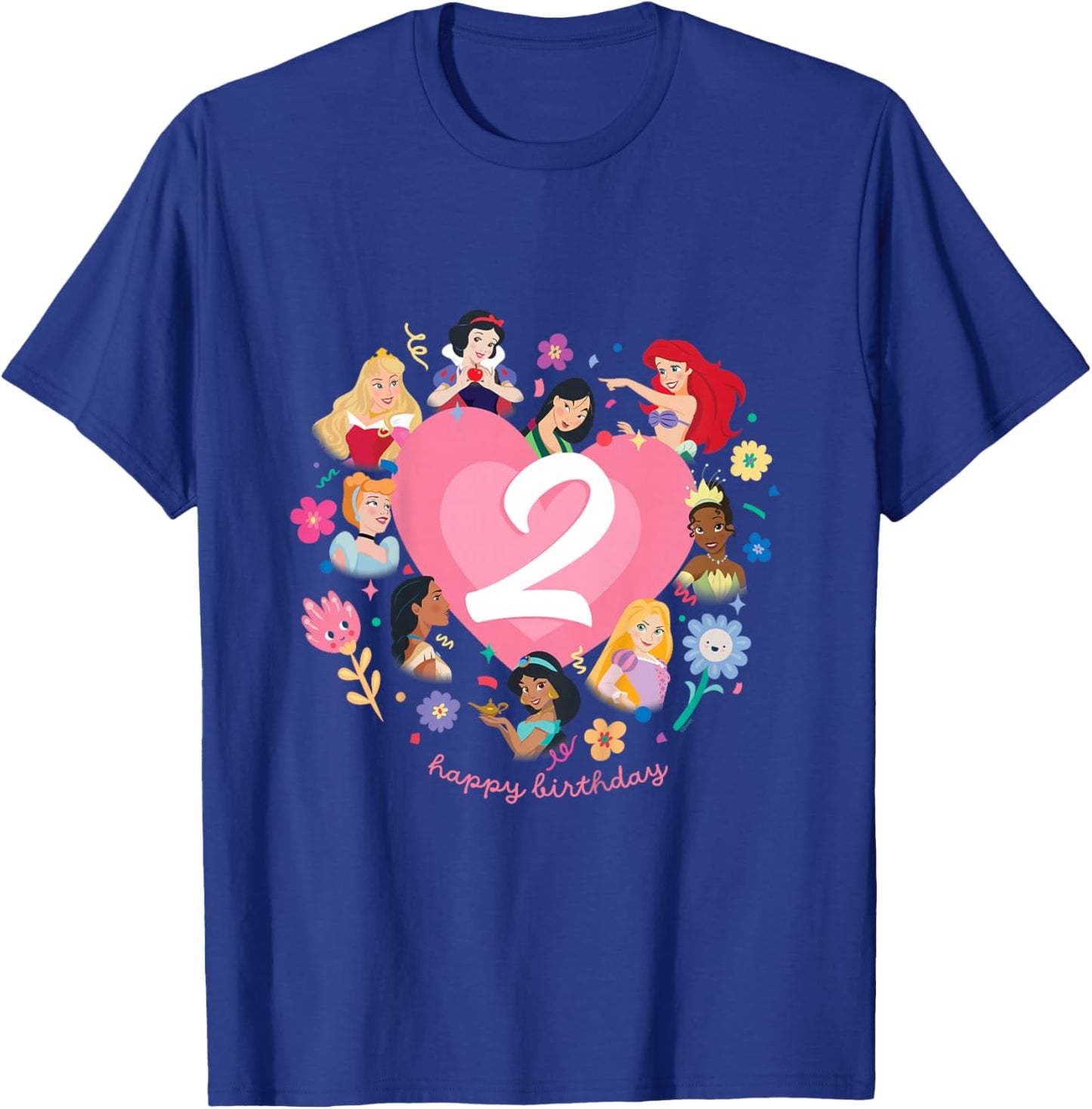 Disney Princess Heart 2 Years Old Happy Second Birthday T-Shirt - T-Shirt | Royal