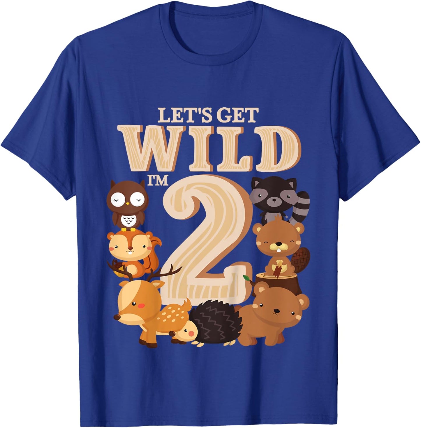 2 Year Old Woodland Animals Birthday Wild Forest 2nd Gift T-Shirt - T-Shirt | Royal