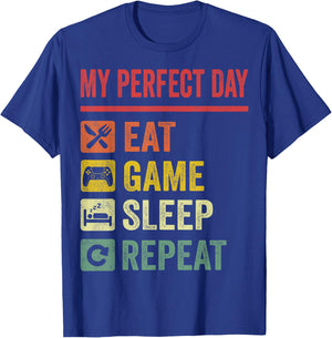 My Perfect Day Video Games Funny Cool Gamer Gift T-Shirt - T-Shirt | Royal
