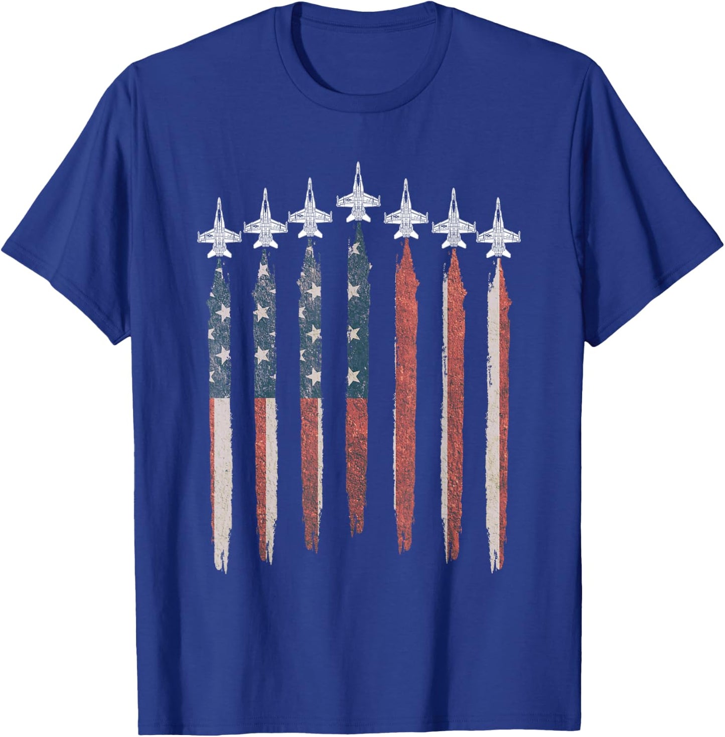 F18 Hornet Fighter Jet USA Flag Airplane F-18 4th Of July Men T-Shirt - T-Shirt | Royal