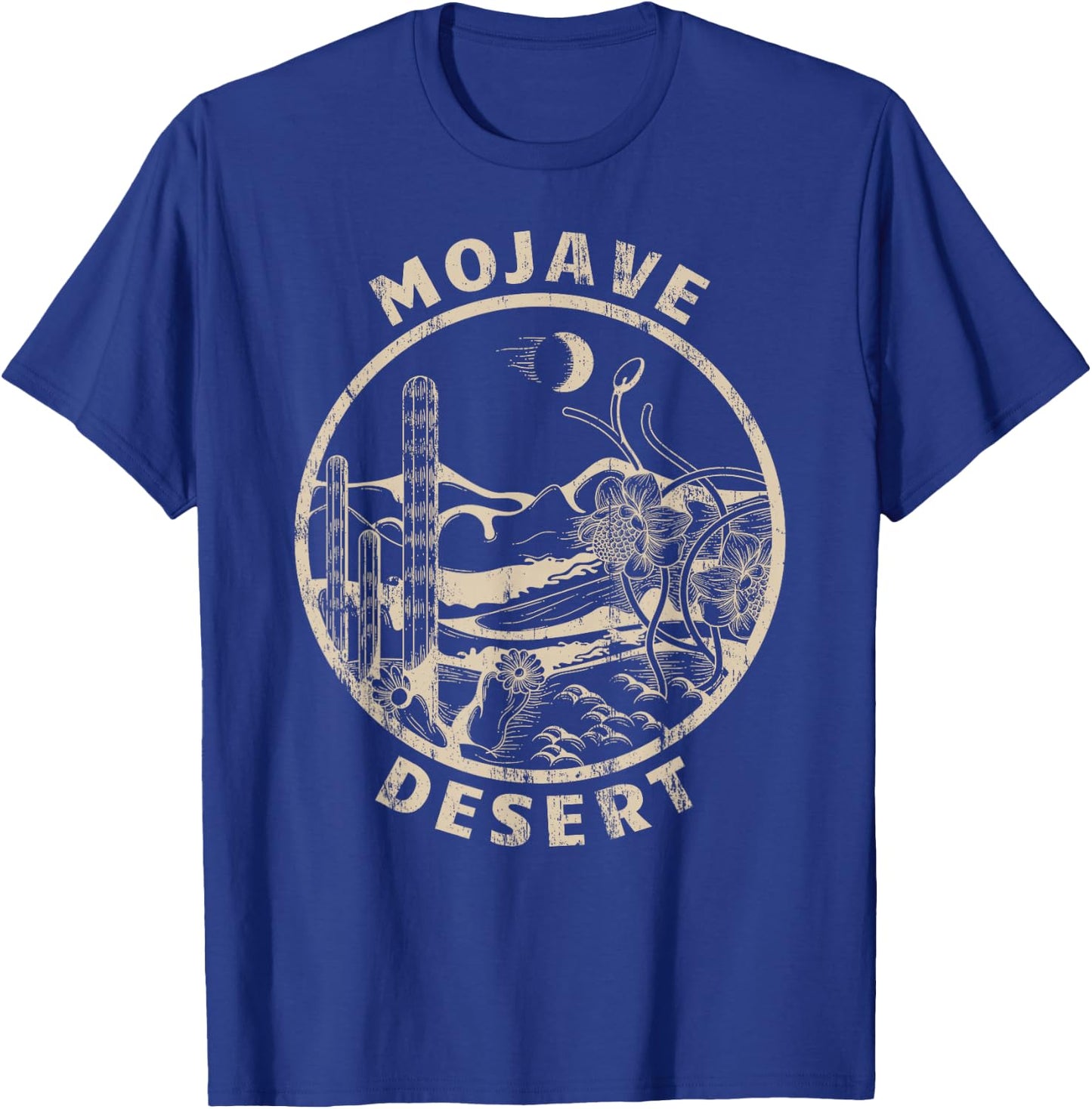 Mojave Desert Linocut Distressed Desert T-Shirt - T-Shirt | Royal