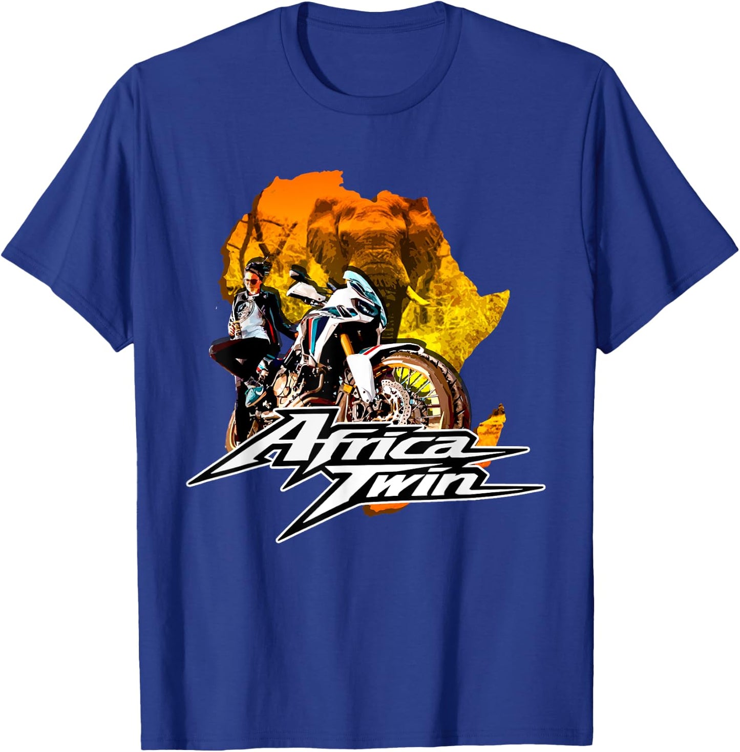 Africa Touring Twin Motorcycle Nature Woman T-Shirt - T-Shirt | Royal