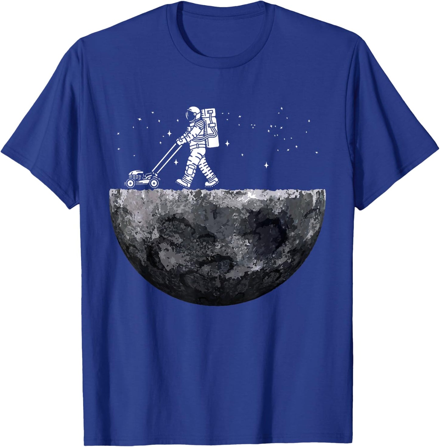 Astronauts Mowing Lawn on the Moon Vacuuming on the Moon T-Shirt - T-Shirt | Royal