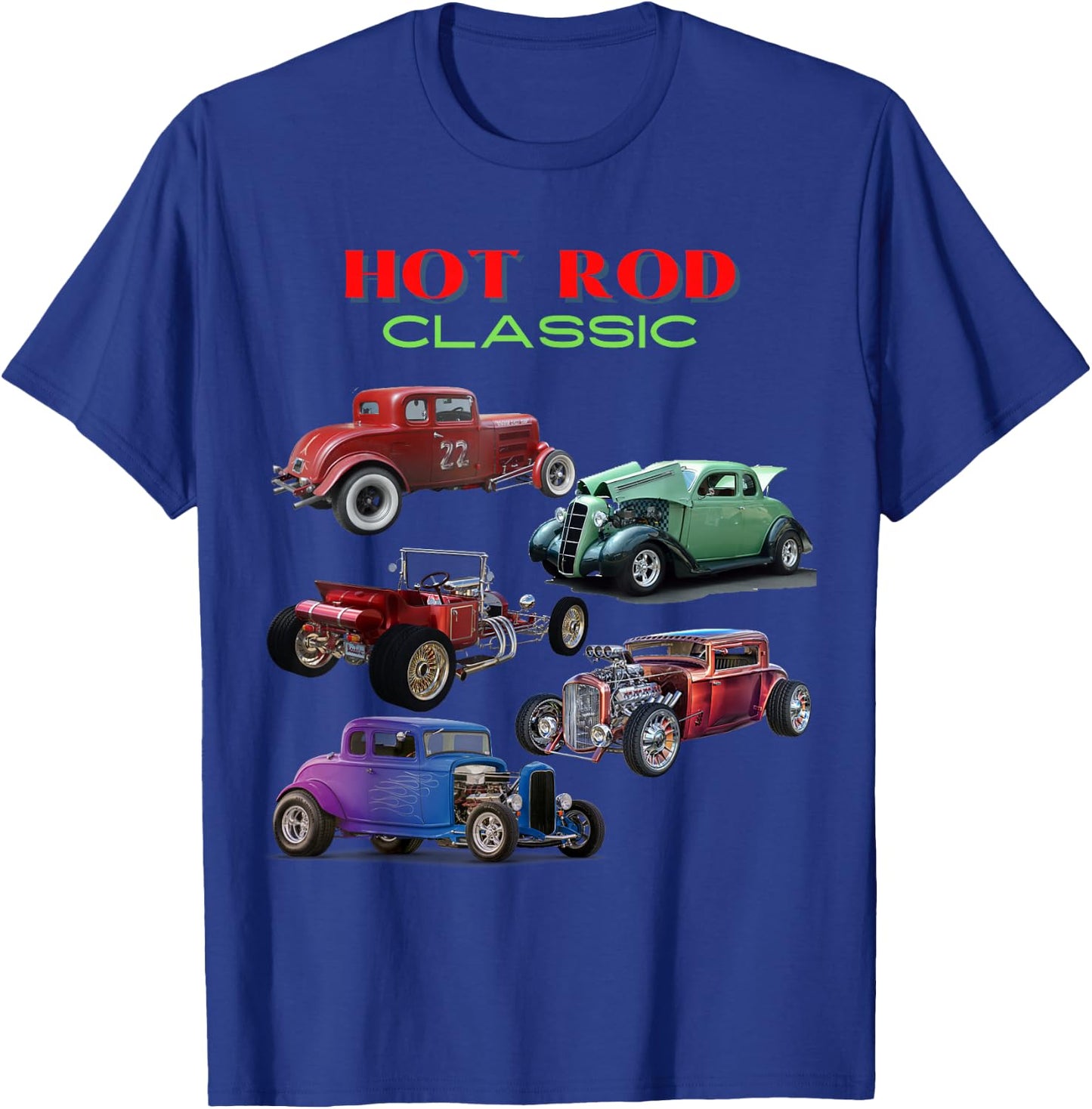Vintage Car Collection Classic Hot Rod Antique Car - Men's Black Short Sleeve Classic Fit - Small T-Shirt - T-Shirt | Royal