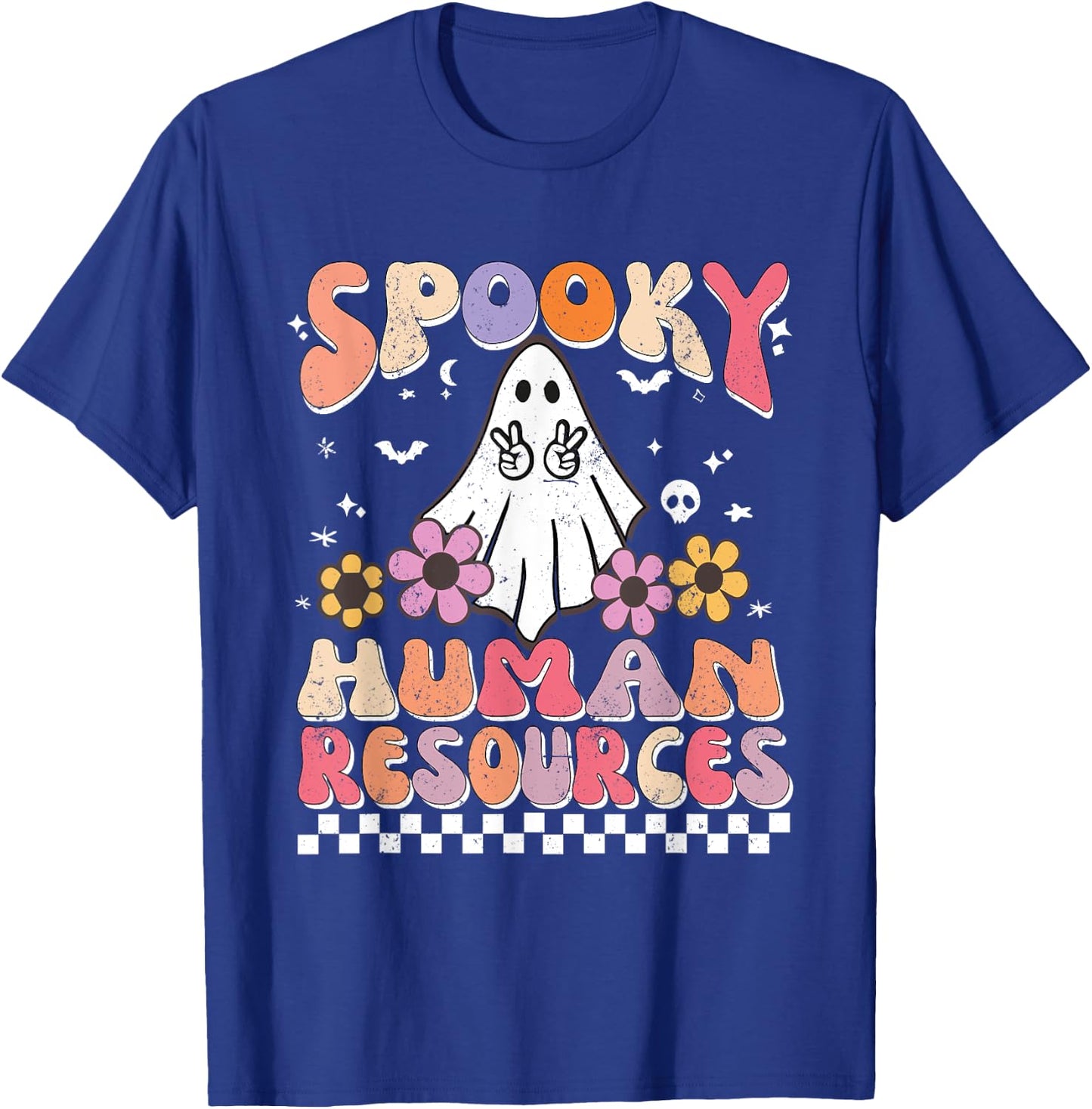 Spooky HR Manager Retro Groovy Halloween Matching HR Manager T-Shirt - T-Shirt | Royal