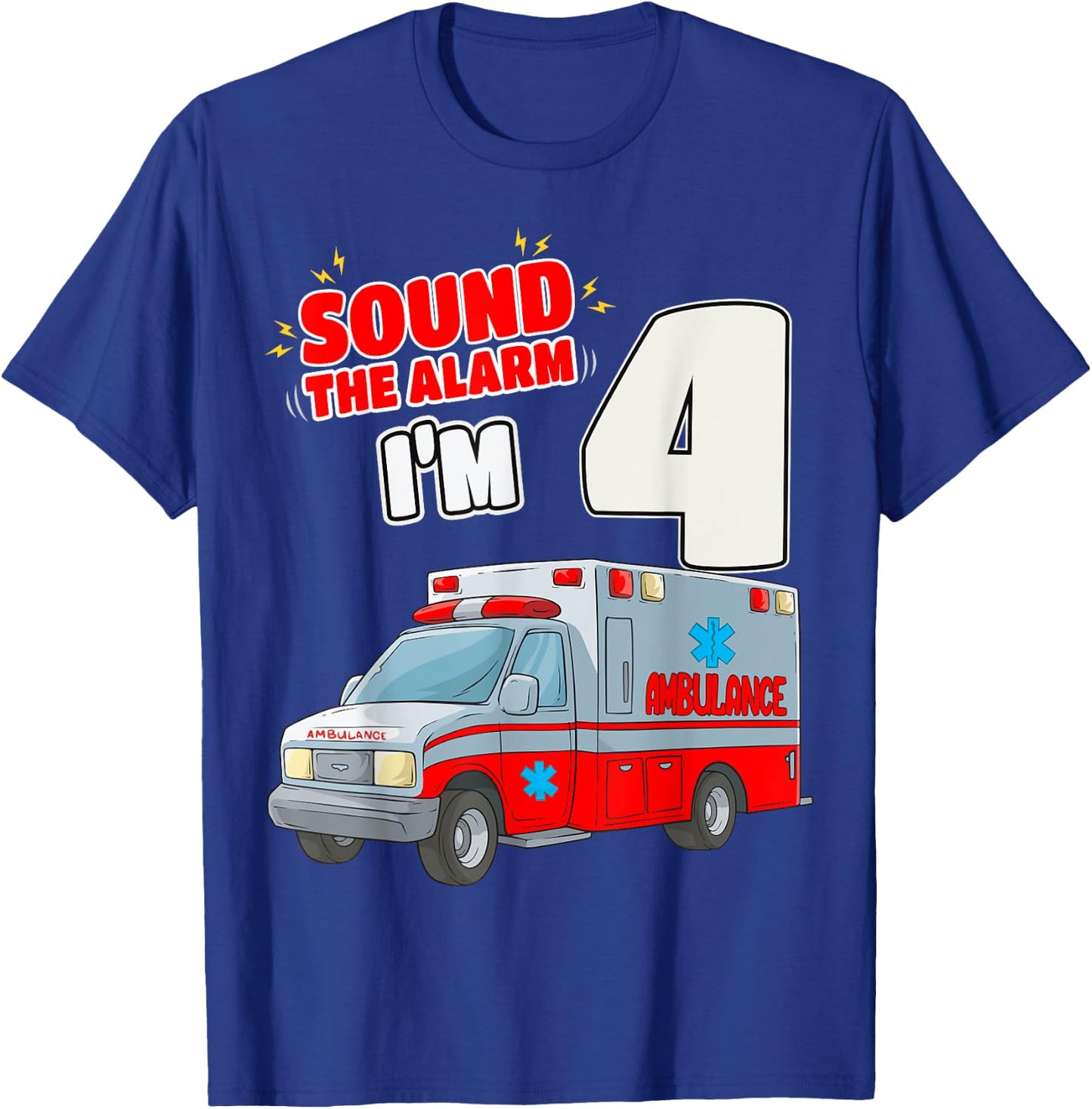 4th Birthday Medical Ambulance EMT 4 Years Old EMS Paramedic T-Shirt - T-Shirt | Royal