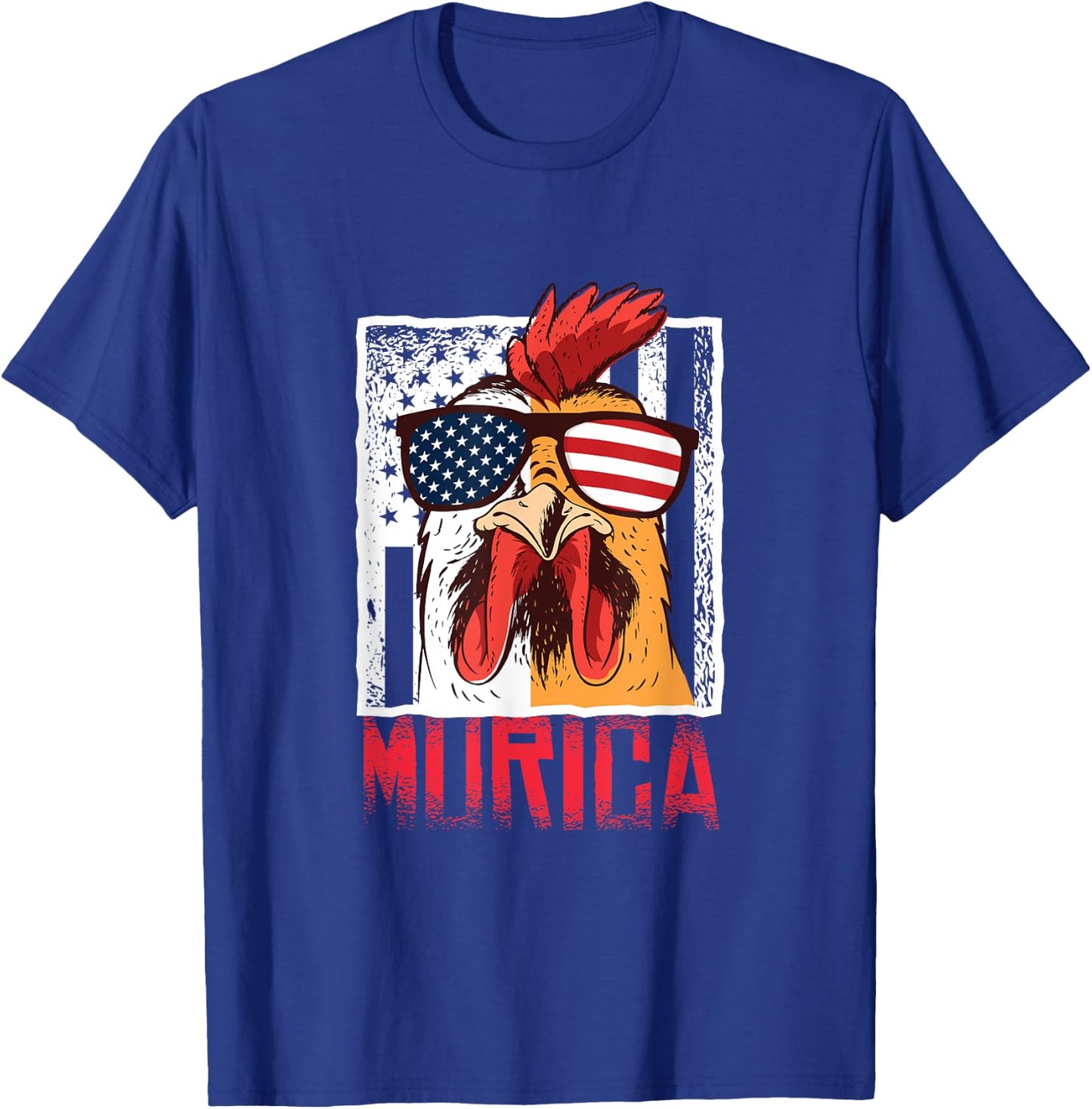 Merica Sunglasses Cock Funny Rooster Murica T-Shirt - T-Shirt | Royal